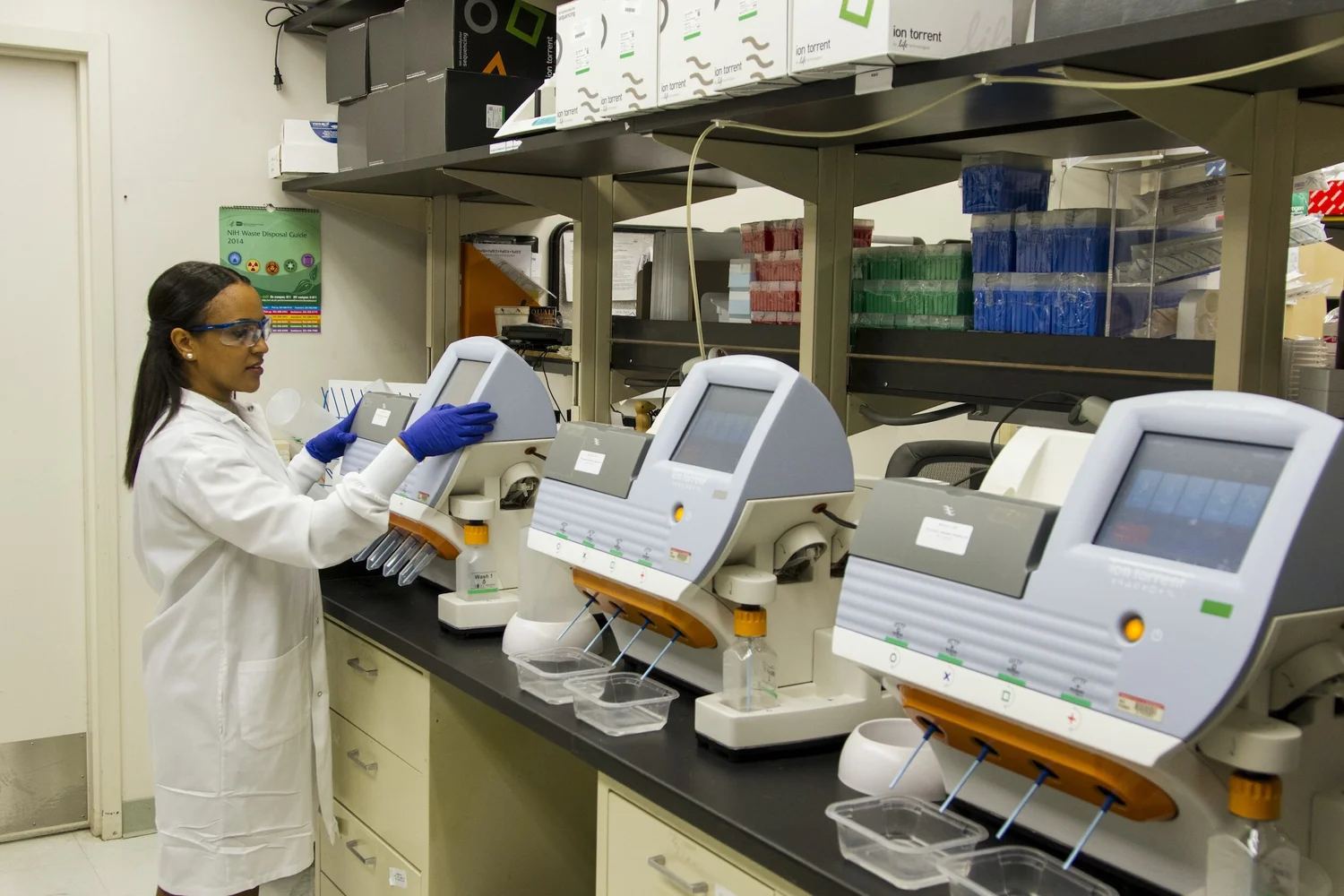 Students learning laboratory research techniques