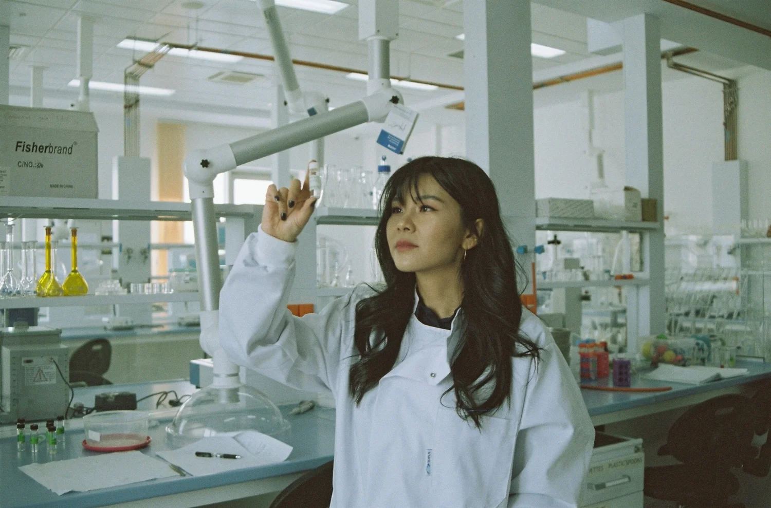 A student working in a research laboratory